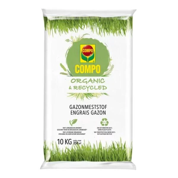 Compo Organic & Recycled Gazonmeststof - 10 Kg 1 Compo Organic & Recycled Gazonmeststof - 10 Kg