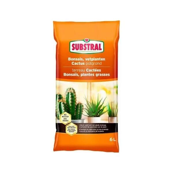 Substral Potgrond Voor Cactus, Bonsai En Vetplanten - 6 Liter 1 Substral Potgrond Voor Cactus, Bonsai En Vetplanten - 6 Liter